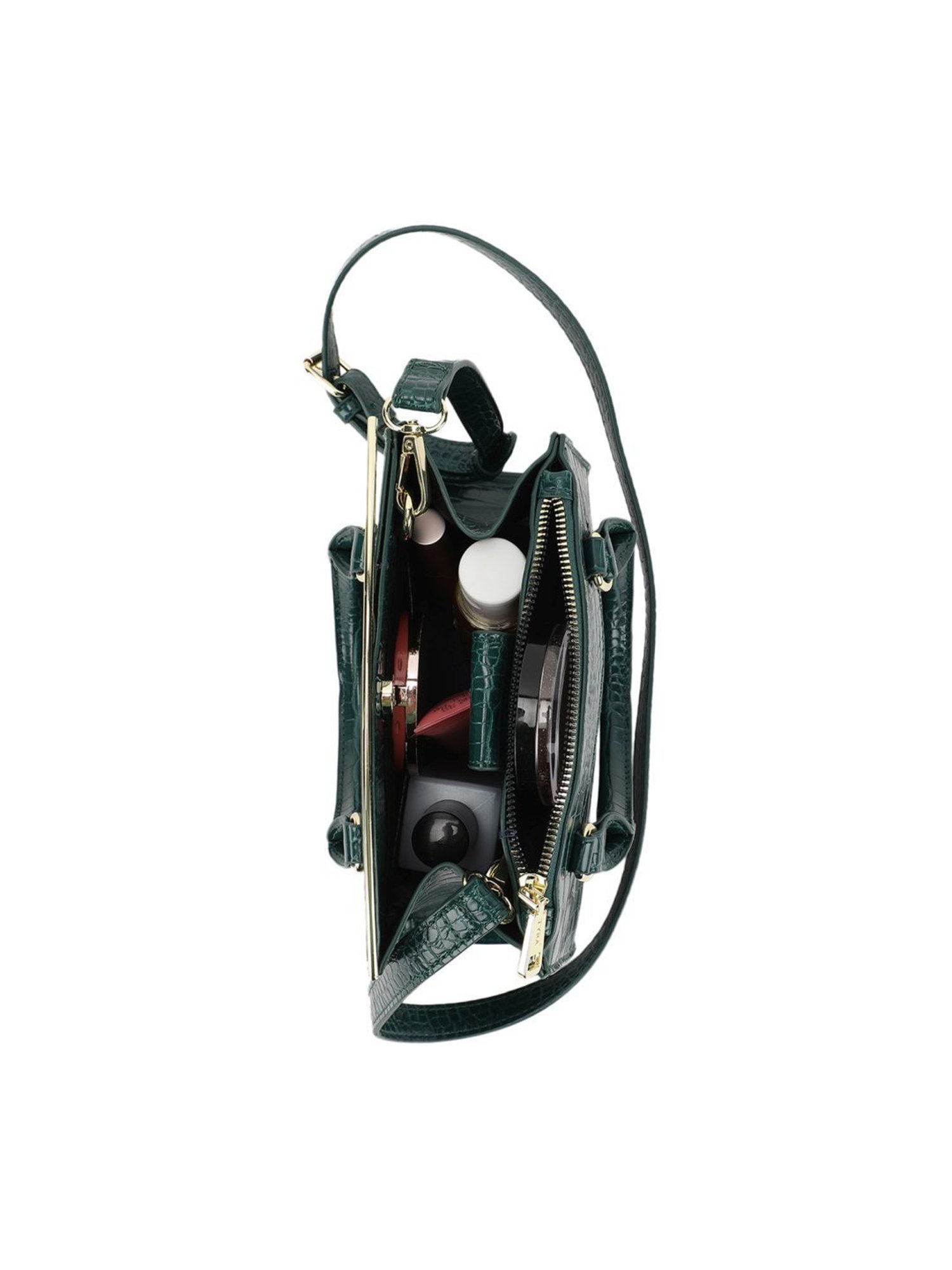 Tyra Calla Green Textured Faux Leather Handbag