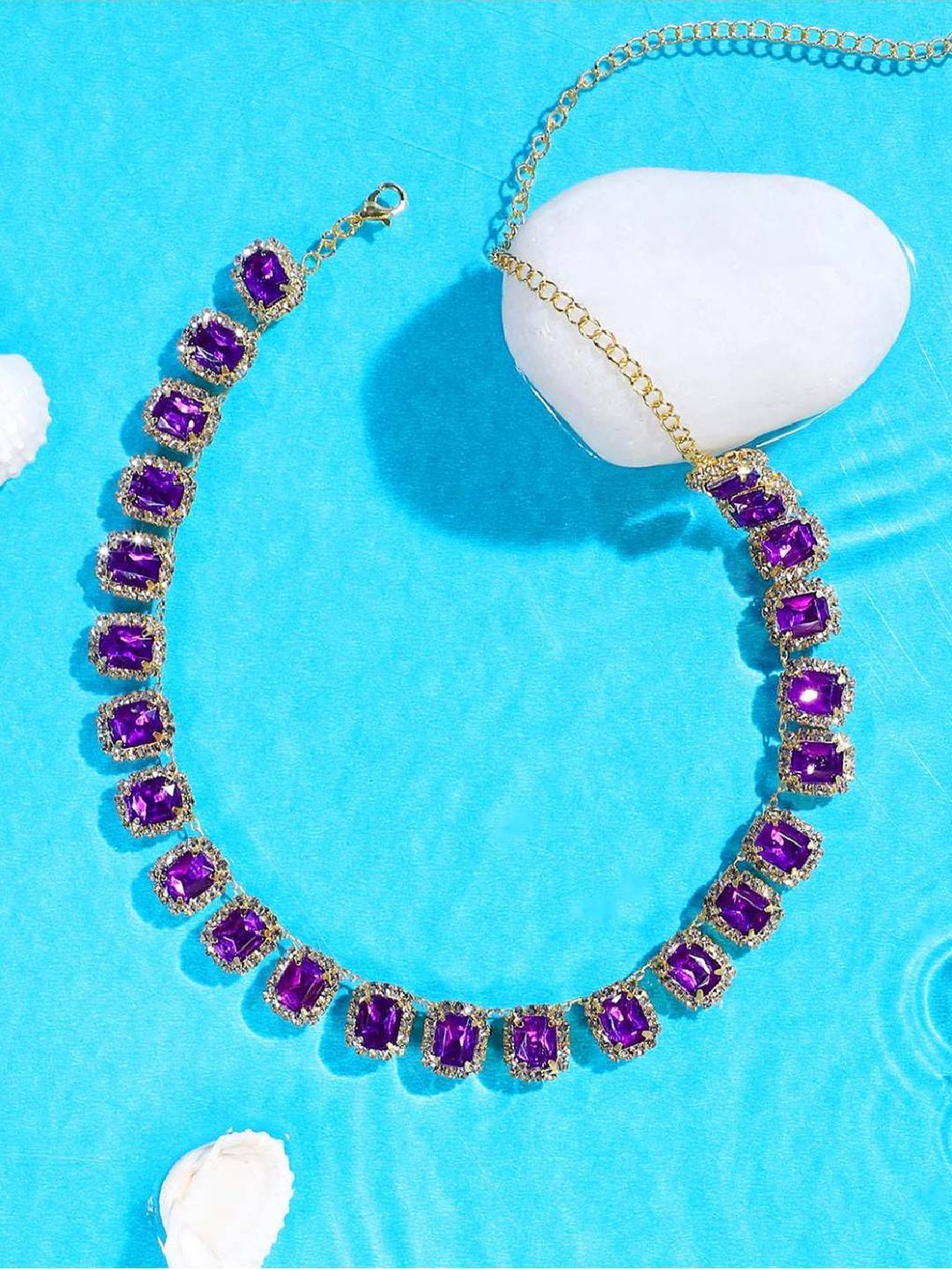 Sohi silver plated designer stone casual necklace for women