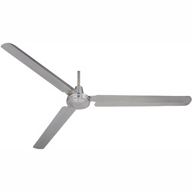 72" Casa Vieja Modern Industrial Outdoor Ceiling Fan Brushed Nickel Wall Control Damp Rated for Patio Porch
