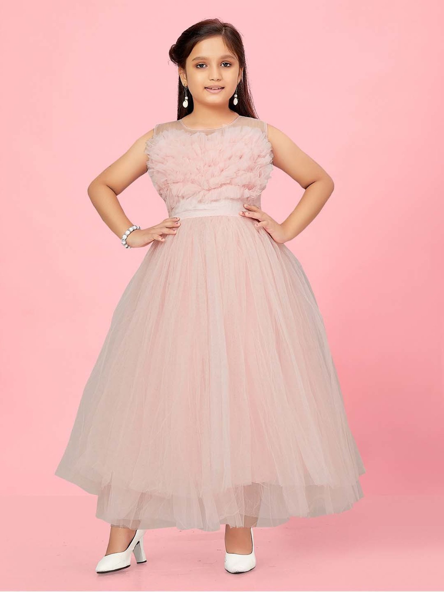 Aarika Kids Peach Flared Fit Gown