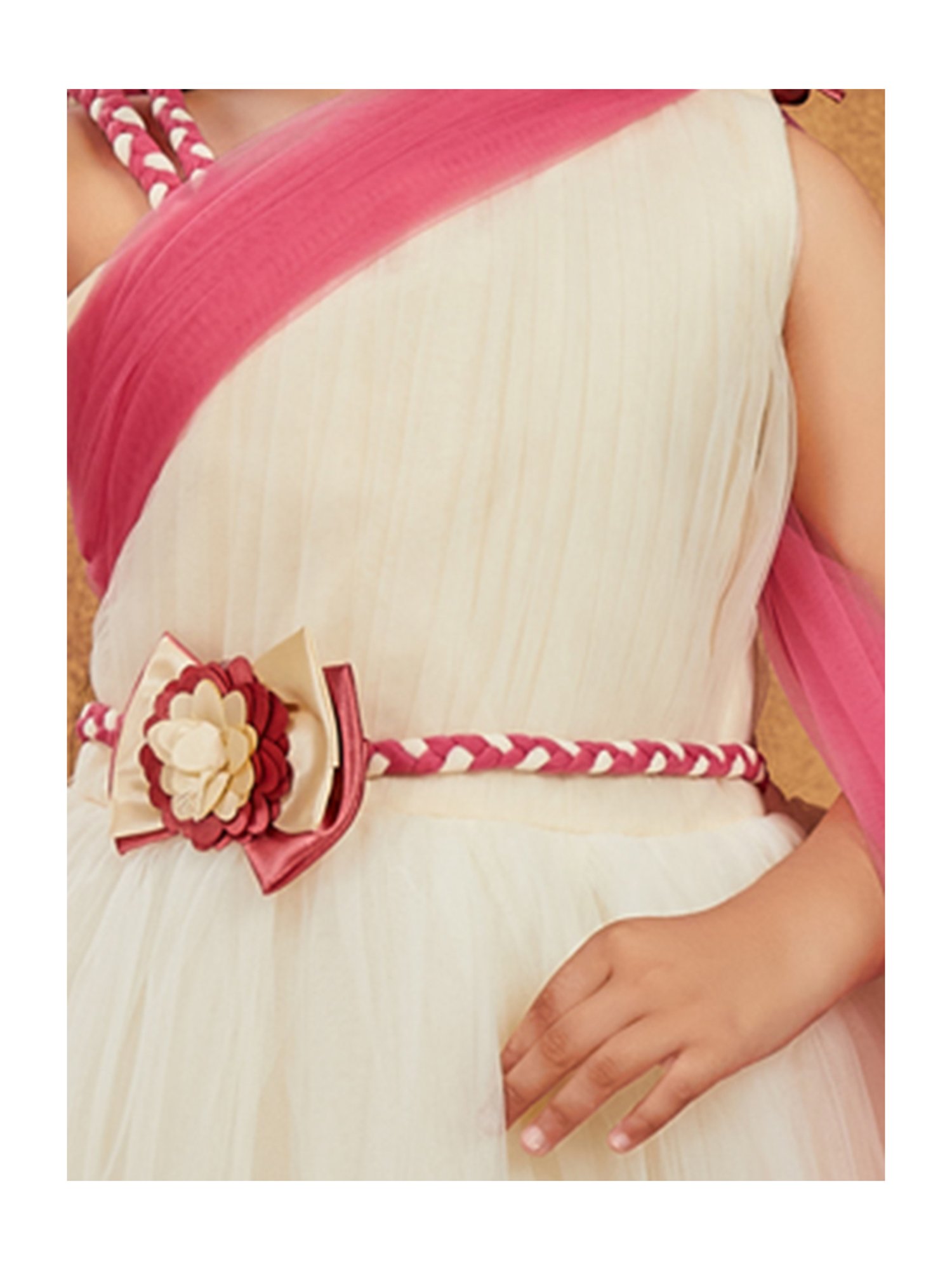 Aarika Kids Cream & Pink Solid Gown