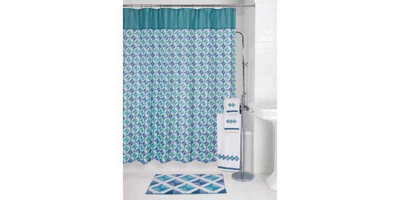 Grid Overlap Shower Curtain Blue - Allure Home Creation