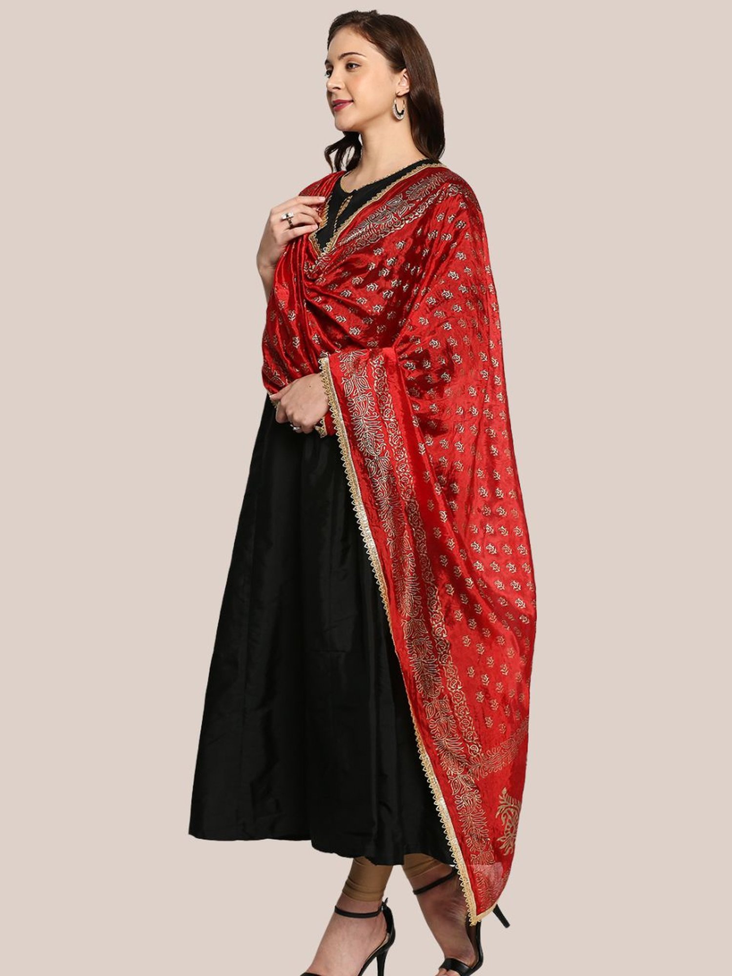 Dupatta Bazaar Red Zari Work Dupatta