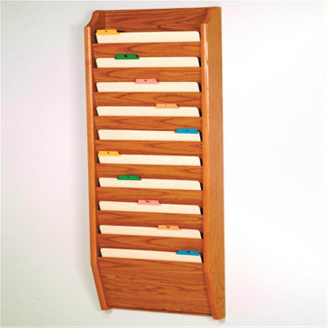 Wooden Mallet 10 Pocket Legal Size File Holder Display Storage Rack Organizer Furniture Medium Oak