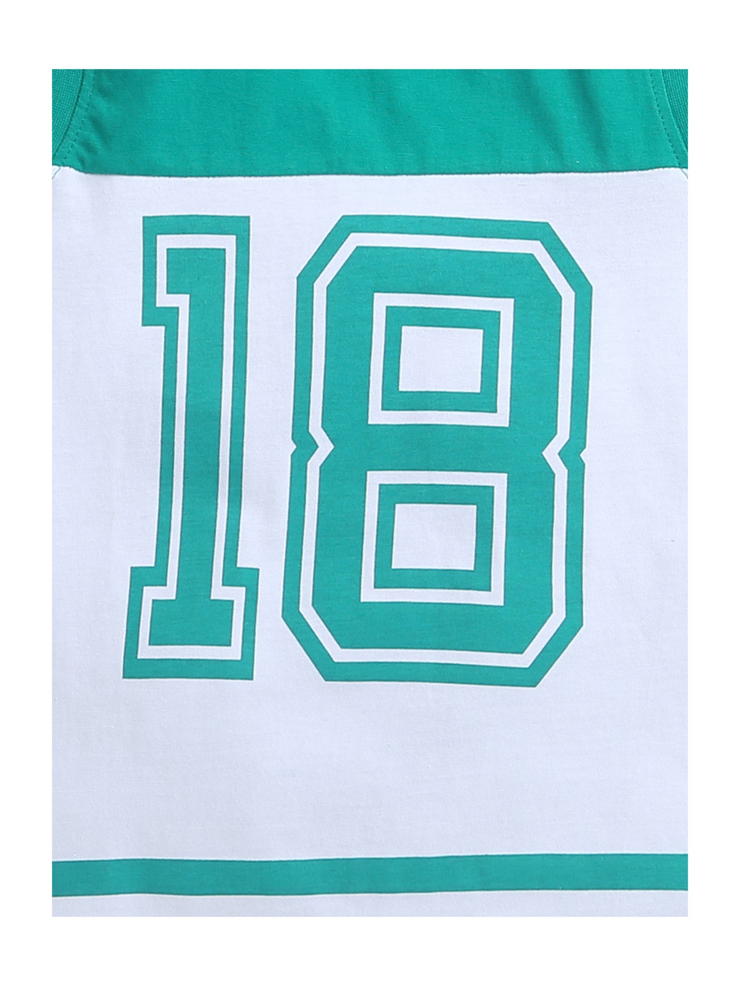 Bumzee Kids White & Green Printed T-Shirt with Shorts