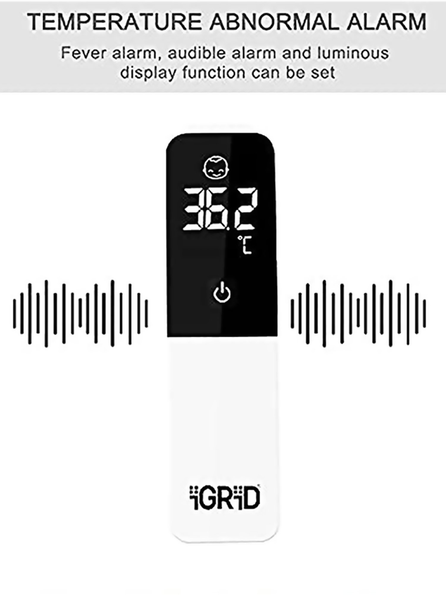 iGRiD IGT023 Infrared Non-Contact Digital Forehead Thermometer (White)