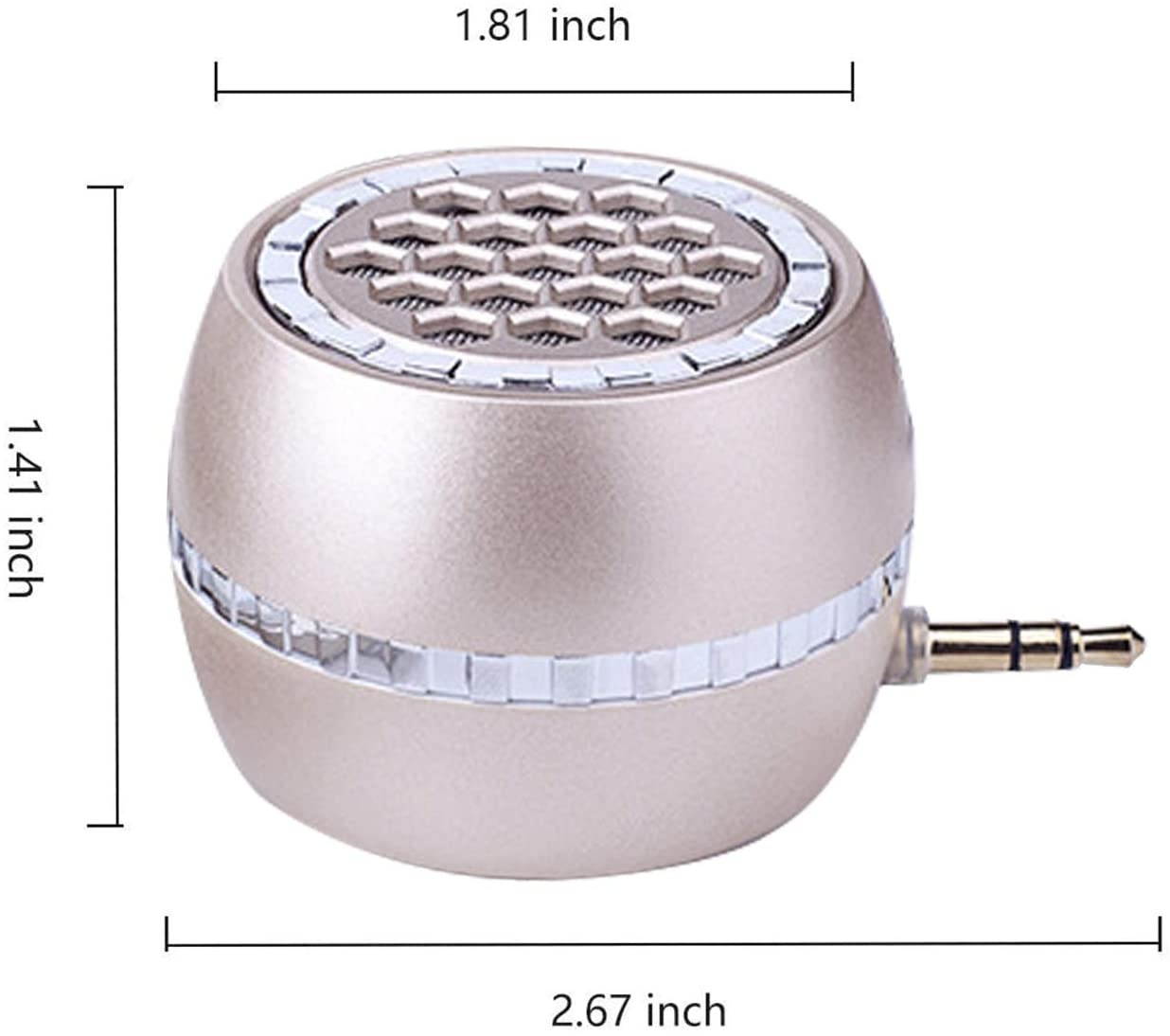 Mini Portable Speaker with Clear Bass 3.5mm Aux Audio Interface, 3W Mobile Phone Speaker Line-in Speaker Compatible for iPhone/Android Phones/iPad Tablet/Computer/iPod(Golden)