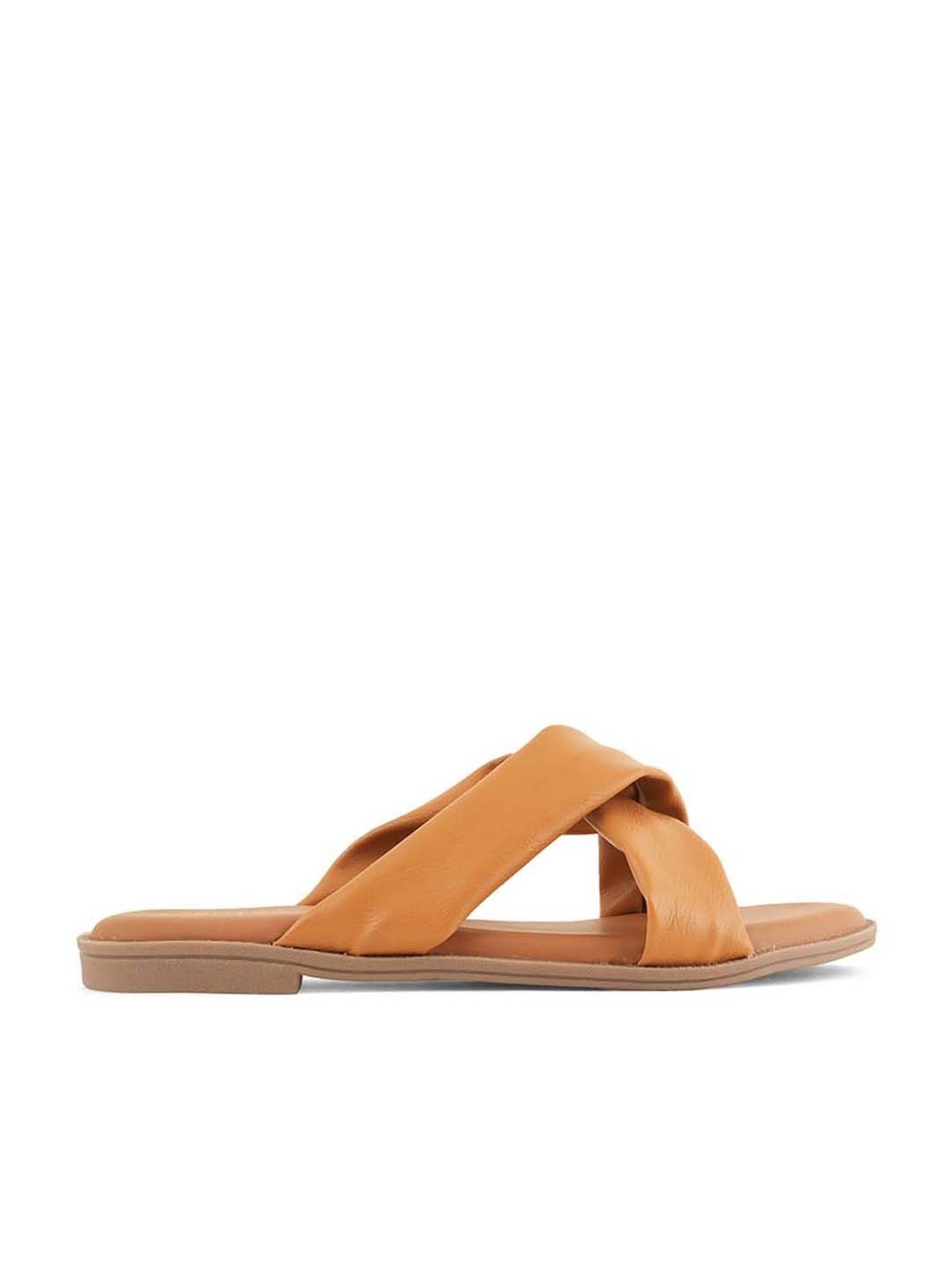 Scentra Women's Beige Cross Strap Sandals
