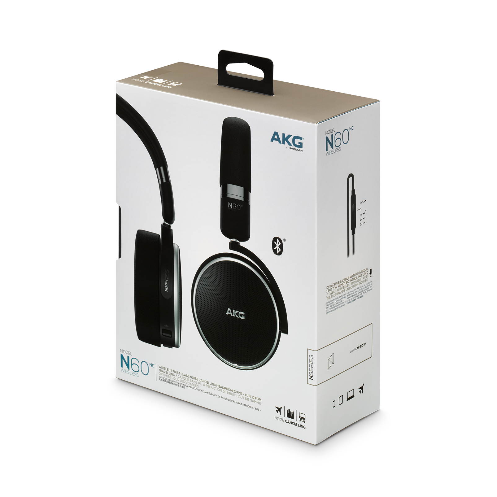 AKG N60NC On-Ear Noise-Cancelling Bluetooth Headphones with Built-In Remote and Mic (Black)