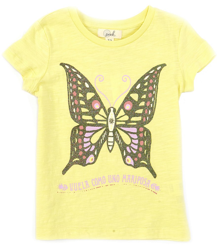Peek Little/Big Girls 2T-12 Short-Sleeve Mariposa Metallic Butterfly Tee