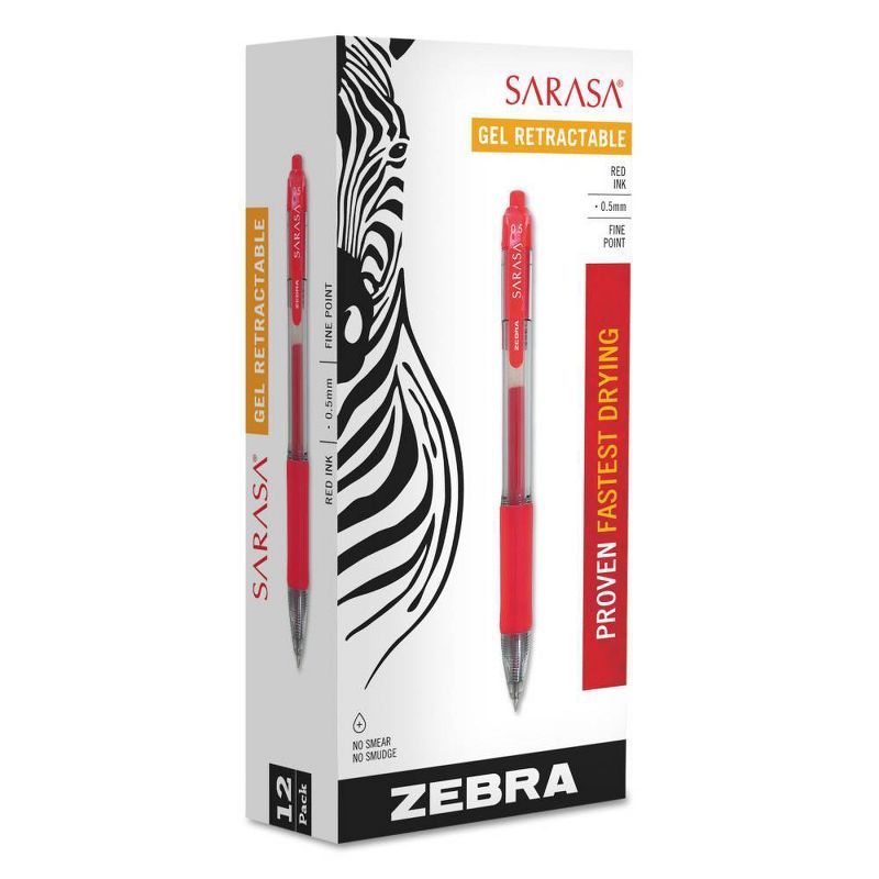 Zebra Sarasa Fine Point Retractable Gel Pen - Red (12 Pack)