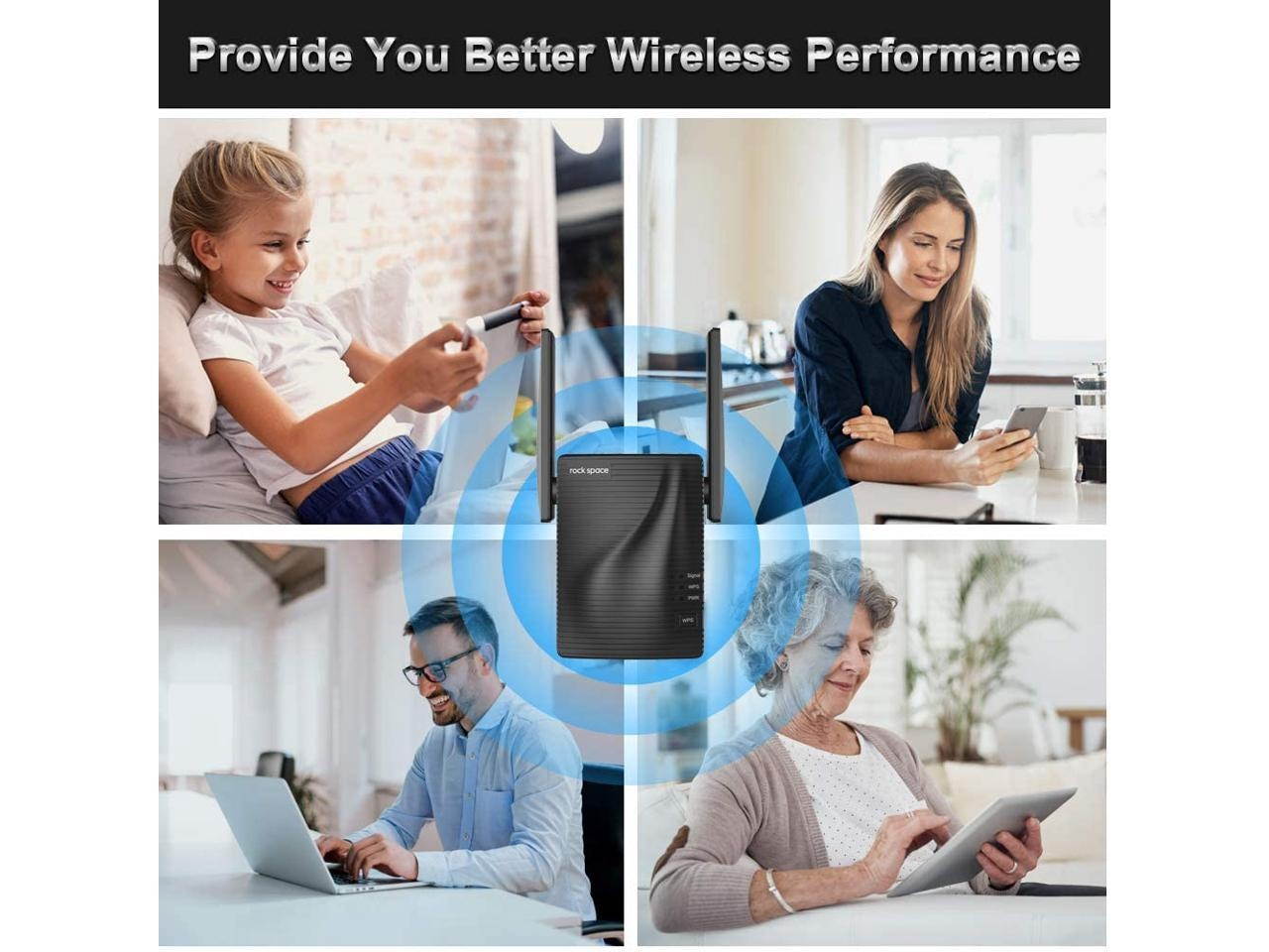 WiFi Range Extender - 750Mbps WiFi Repeater Wireless Signal Booster, 2.4 & 5GHz Dual Band WiFi Extender with Ethernet Port, 360 Degree Full Coverage WiFi Range Extender Repeater, Simple Setup