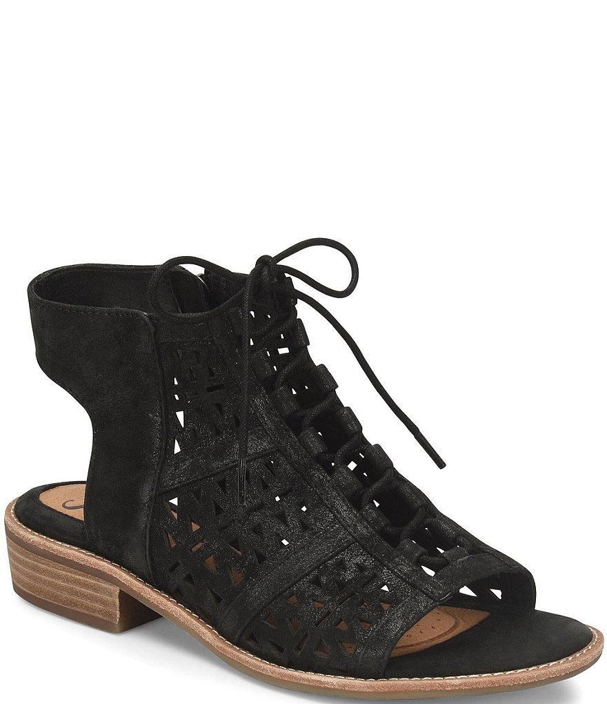 Sofft Nora Geometric Perforated Suede Ghillie Sandals