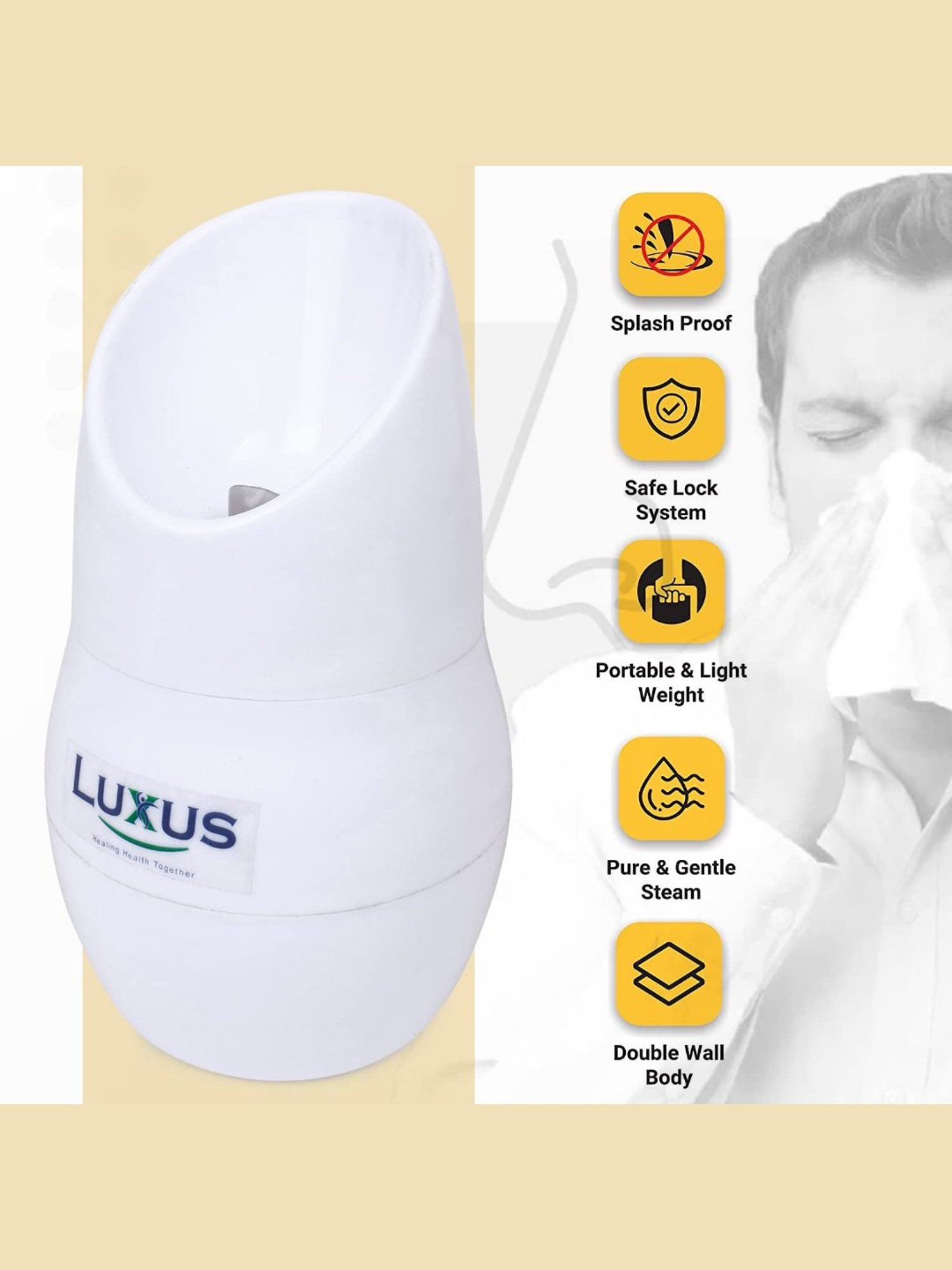 Luxus Steam Vaporizer MiniVapo Vap-05 Steam Inhaler Facial Vaporizer Steamer Machine (White)