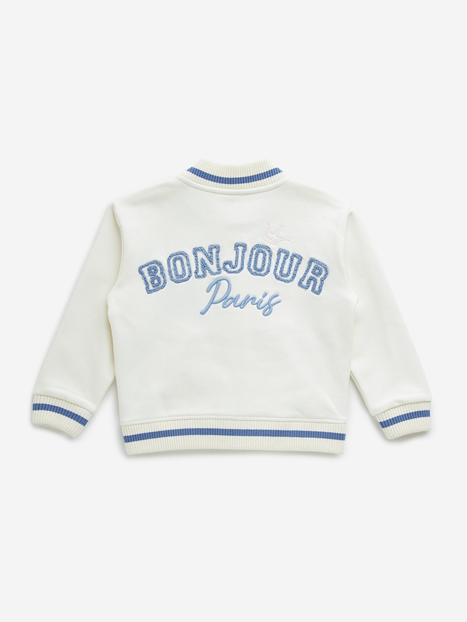 HOP Kids by Westside Off-White Text Embroidered Jacket