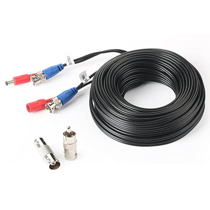 33Feet BNC Vedio Power Cable Pre-Made Al-in-One Camera Video BNC Cable Wire Cord for Surveillance CCTV Security System with Connectors(BNC Female and BNC to RCA)