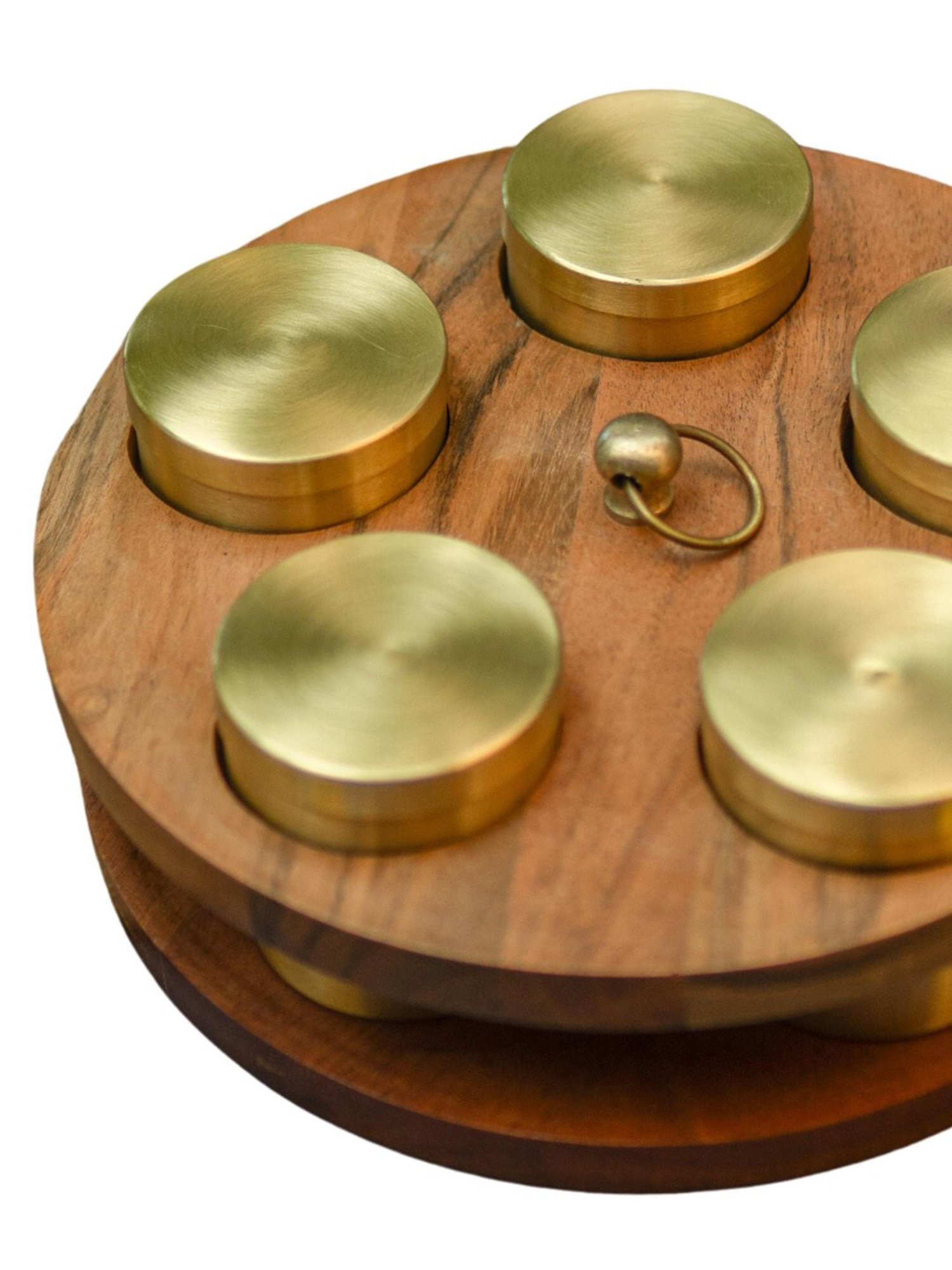Ambi Classic Charm Pure Brass Spice Box Masala Daani With 5 Spice Containers