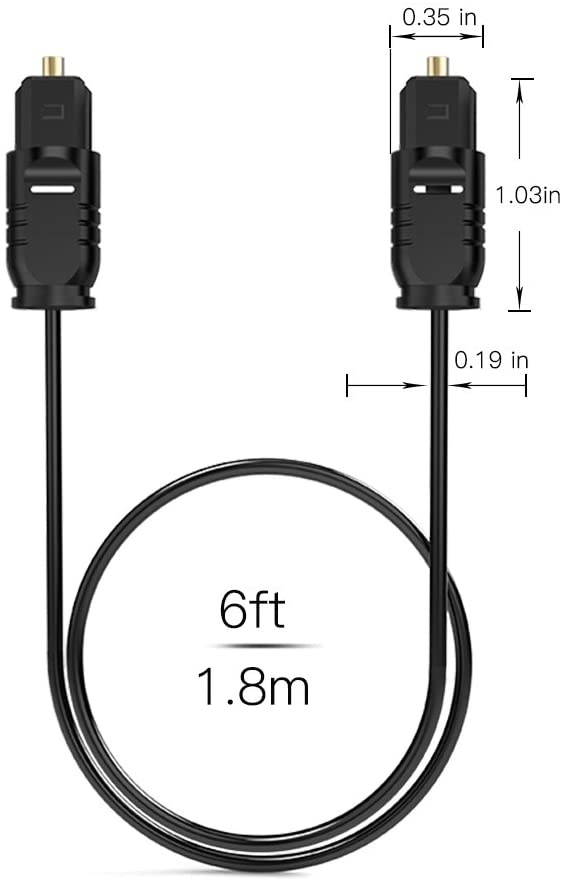 3-Pack Optical Audio Cable(6ft)Toslink Digital Fiber Optic Cable Compatible with Home Theater Sound Bar TV PS4 Xbox Playstation