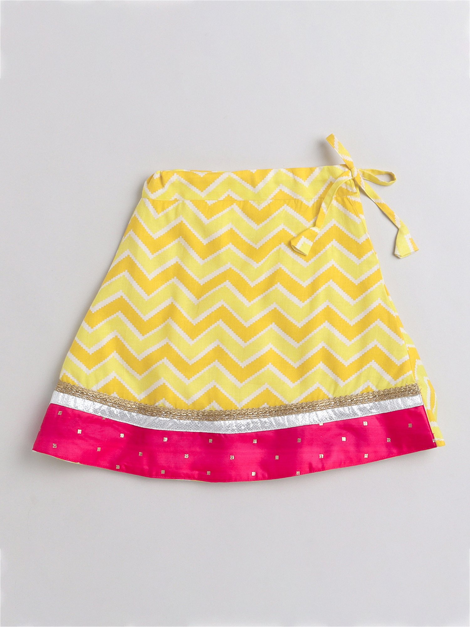 Many Frocks Kids Yellow & Pink Embellished Lehenga, Choli with Dupatta