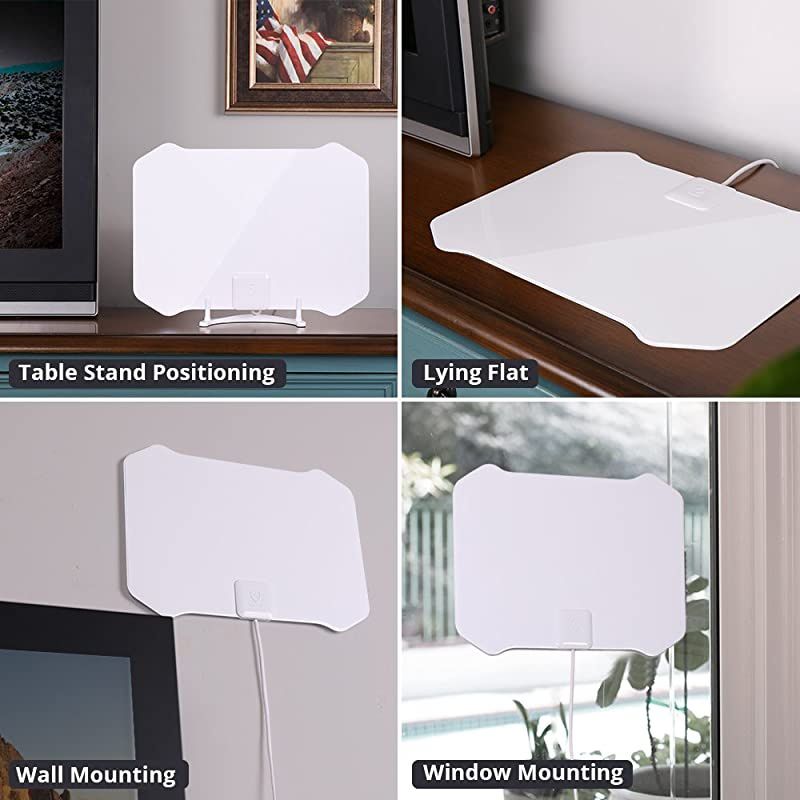 HDTV Antenna Indoor Amplified HDTV Antenna 360 Omnidirectional Long Range Reception with 4G LTE FilterSupport 4K 1080P UHF VHF Freeview HDTV Channels for All Old TVs10ft Cable4K UHD Ready