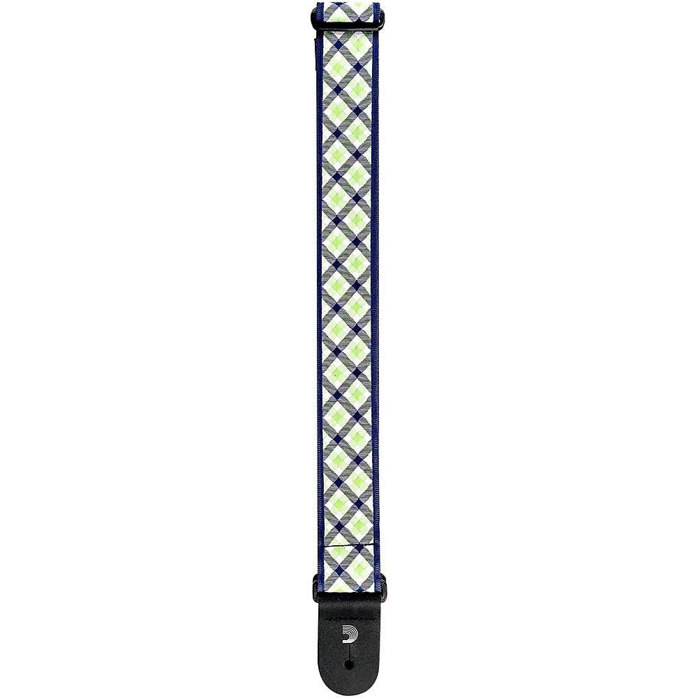 D'Addario 2 in. Woven Guitar Strap Gingham Navy and Teal