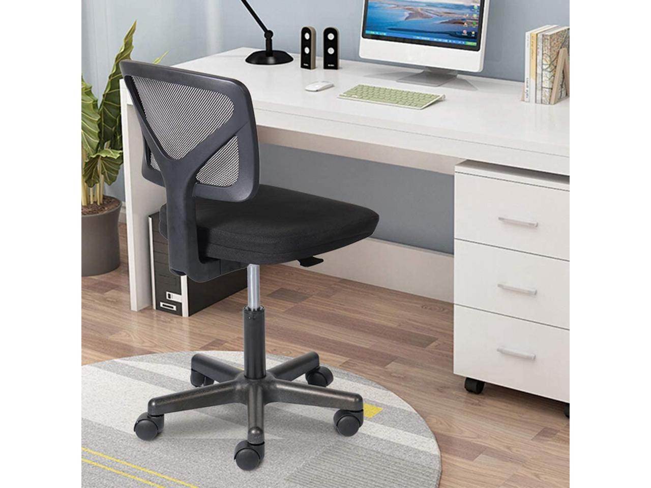SMUGDESK Armless Office Chair Mesh Ergonomic Computer Chair Lumbar Support Low Back with Rolling Casters for Small Spaces