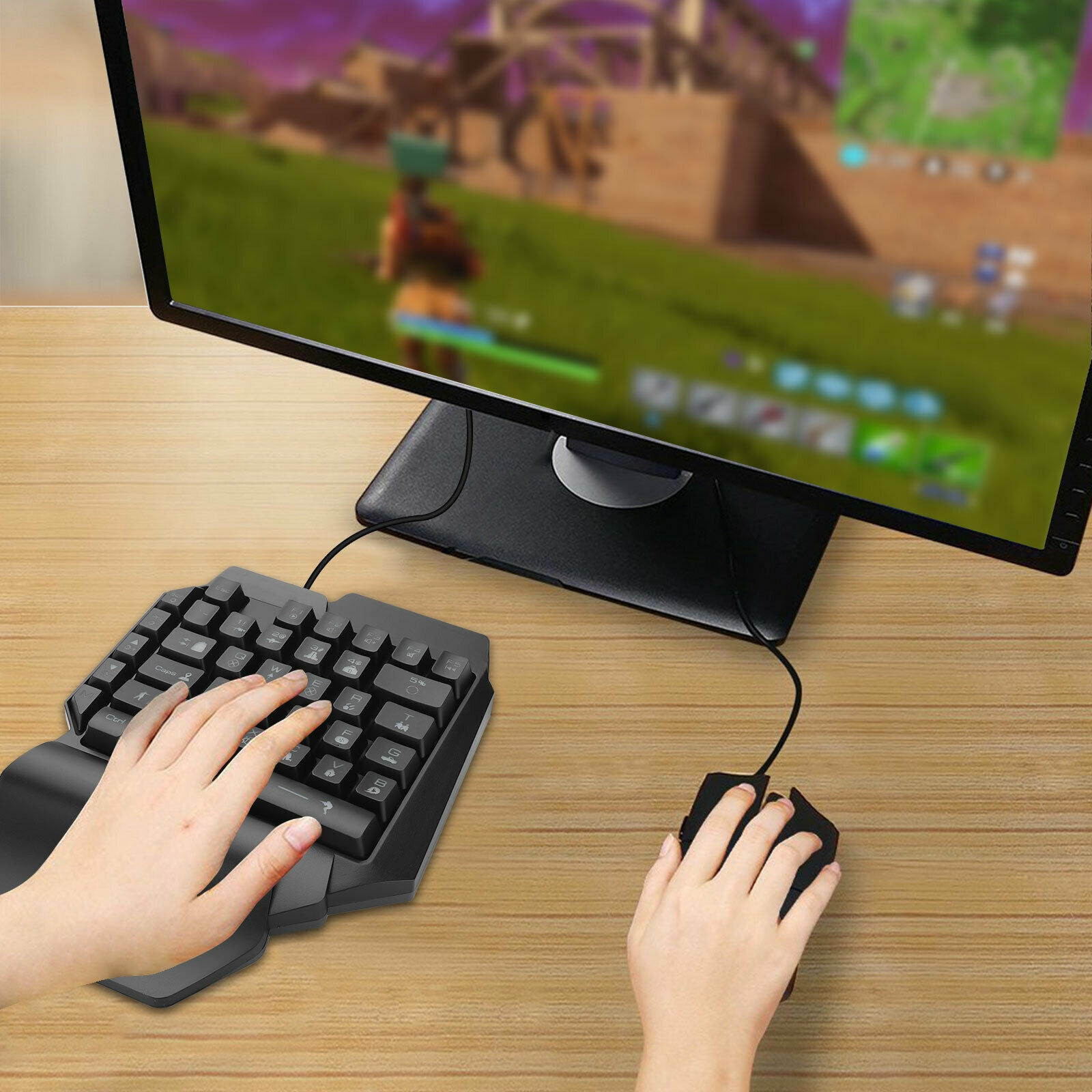 For PUBG One Handed Wired Gaming Keyboard Ergonomic LED Backlight 39 keys Keypad