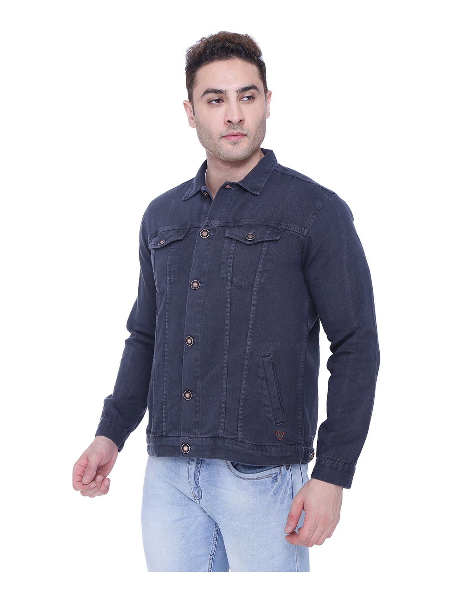 Kuons Avenue Dark Grey Shirt Collar Denim Jacket