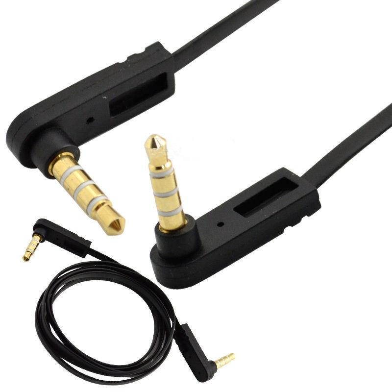 3.5mm male to male 4 pole 3 ring angled flat Audio Aux Auxiliary Cable 1m