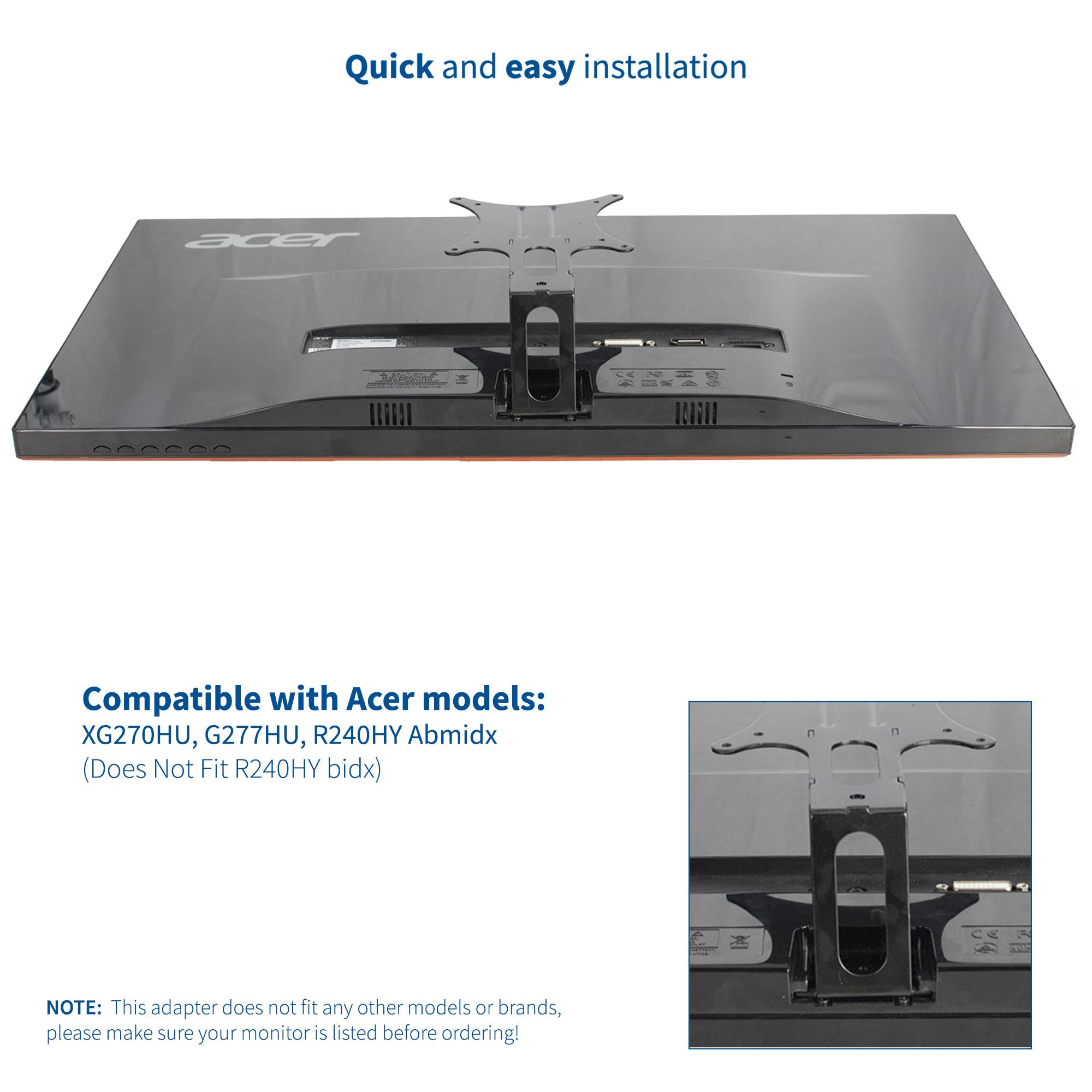 VIVO Quick Attach VESA Mount Adapter for Acer Monitors | Fits Model XG270HU (MOUNT-AR27HU)