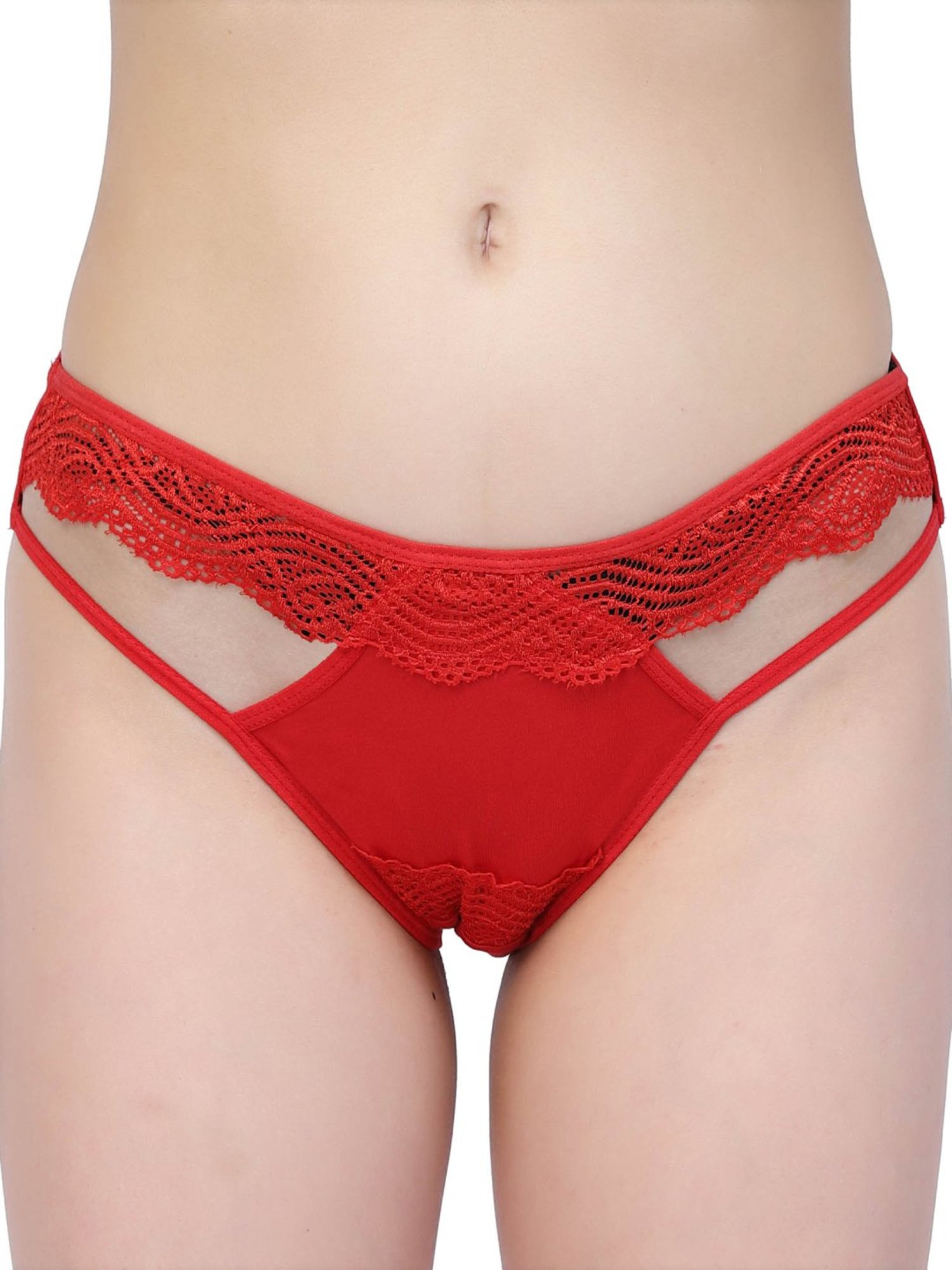 Cukoo Red Lace Work Hipster Panty