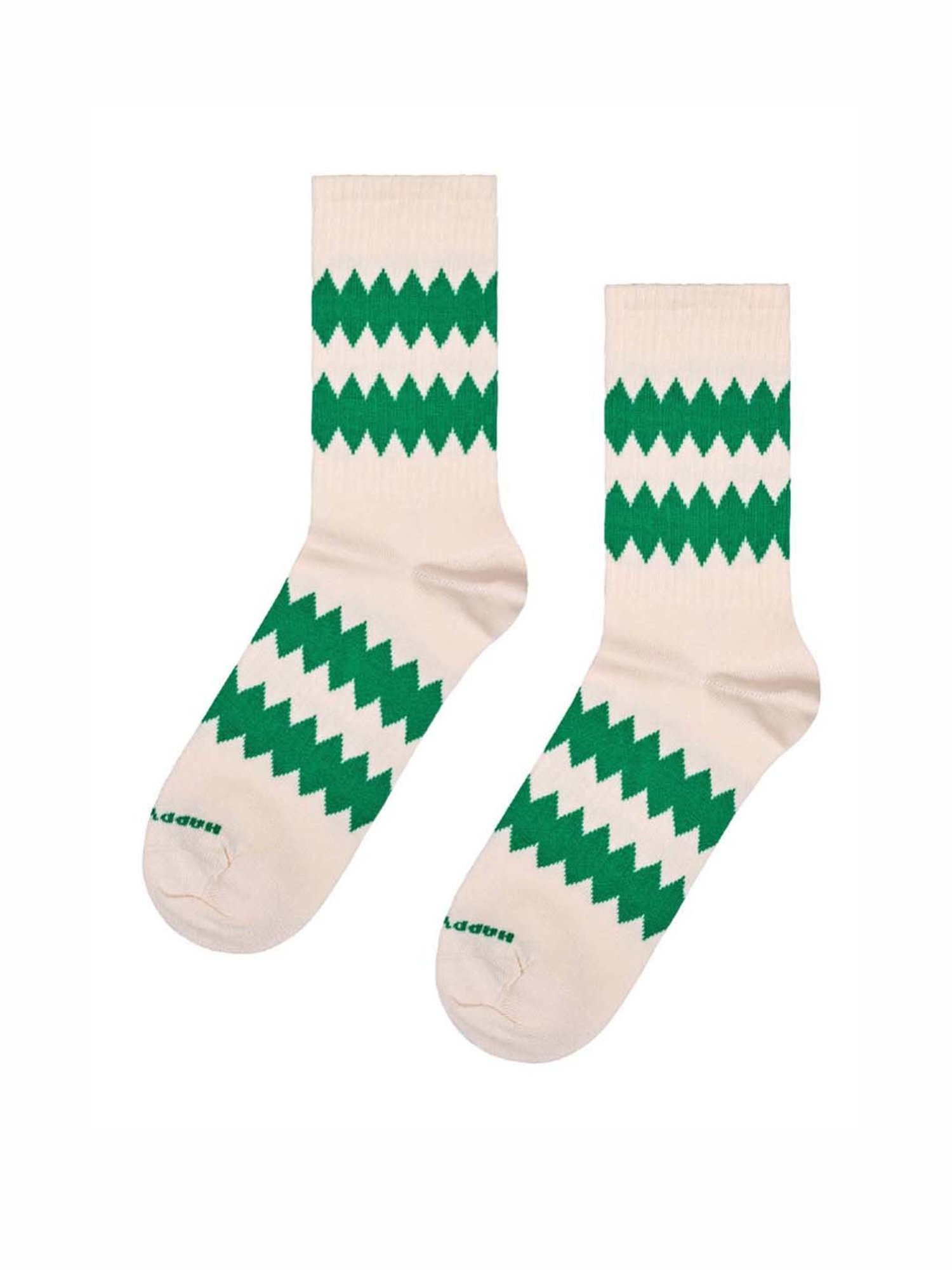 Happy Socks Zigzag 3/4 Crew White Cotton Printed Socks (36-40)