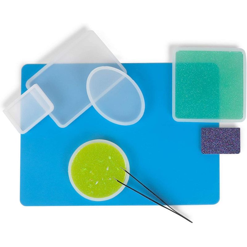 Bright Creations 7 Pack DIY Resin Coaster Kit with Silicone Mat and Tweezers for Jewelry, Arts and Crafts