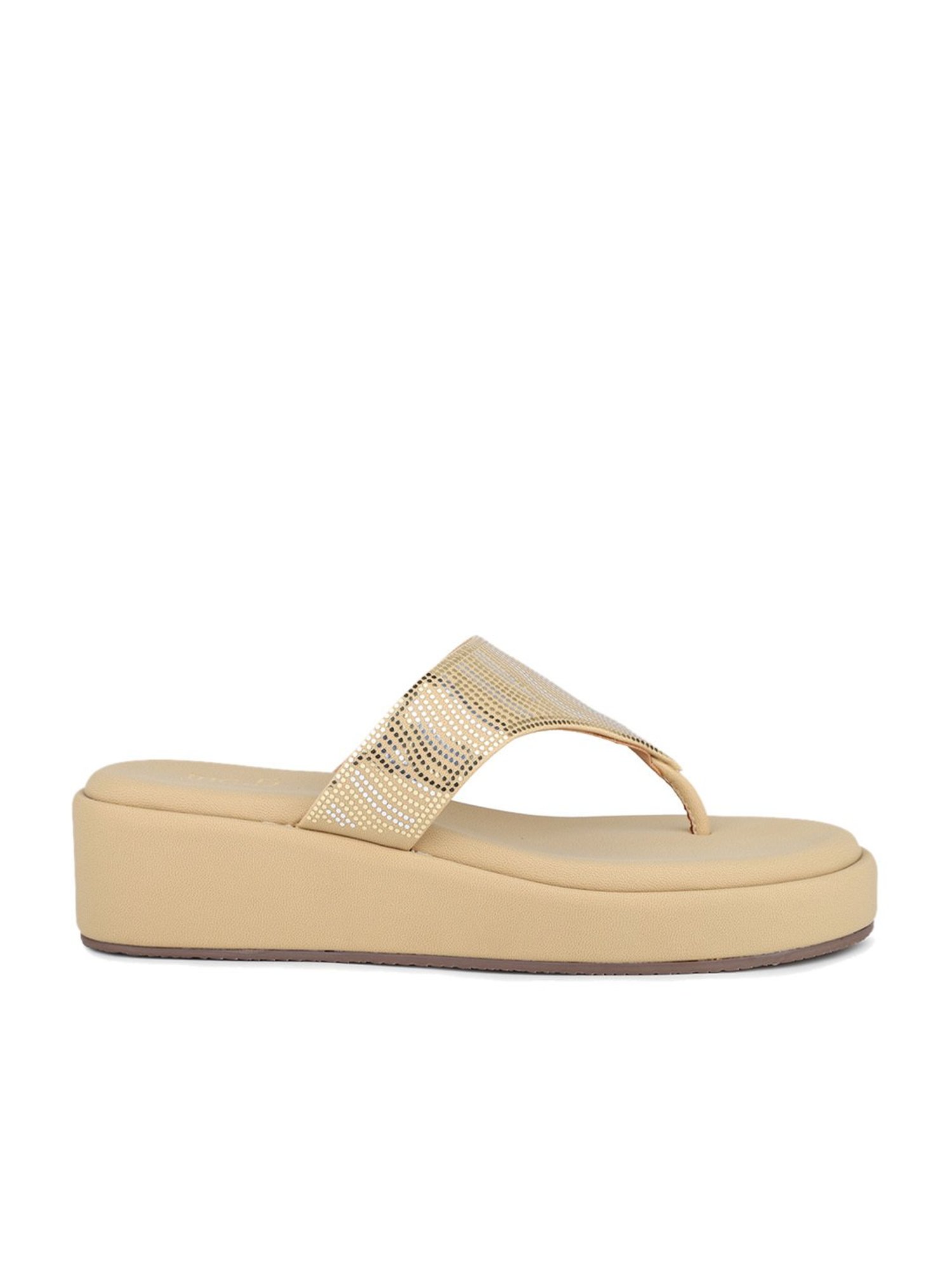 Inc.5 Women's Beige Thong Wedges