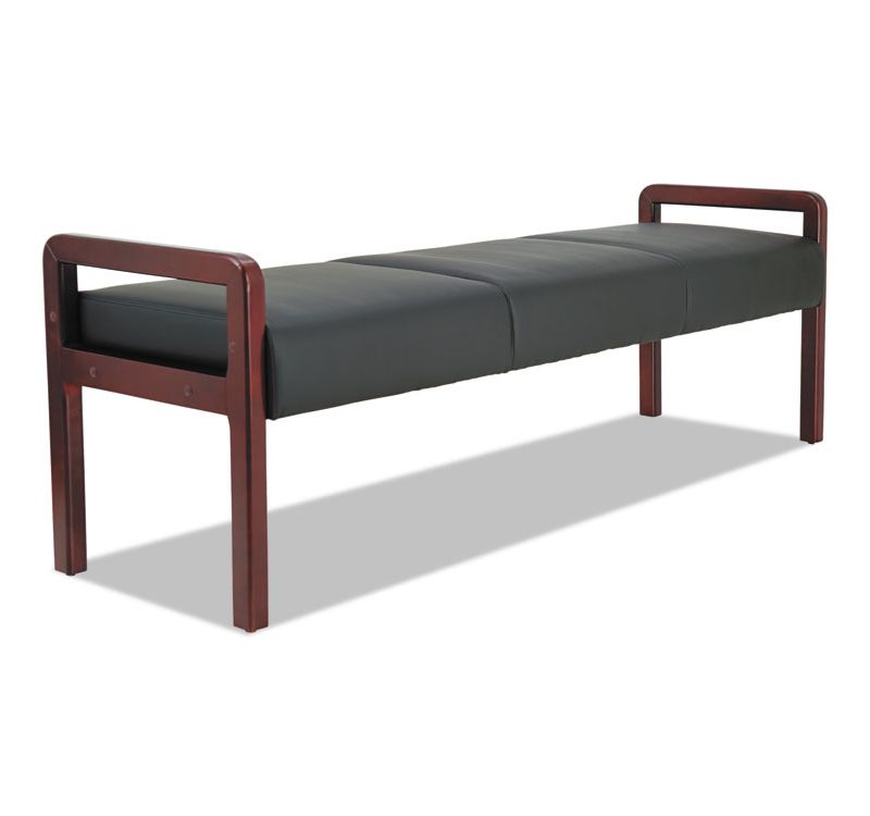 Alera Reception Lounge WL Series Bench, 65 3/4 x 22 1/4 x 22 7/8, Black/Mahogany RL2419M