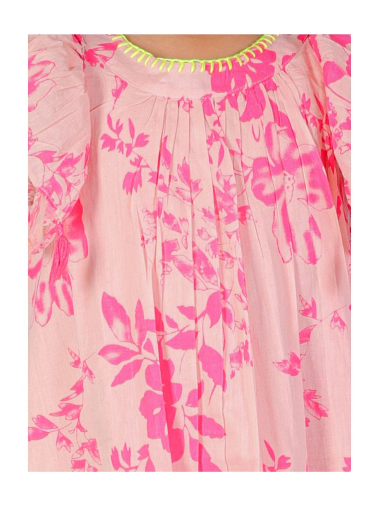 Lil Drama Kids Peach & Pink Floral Print Dress