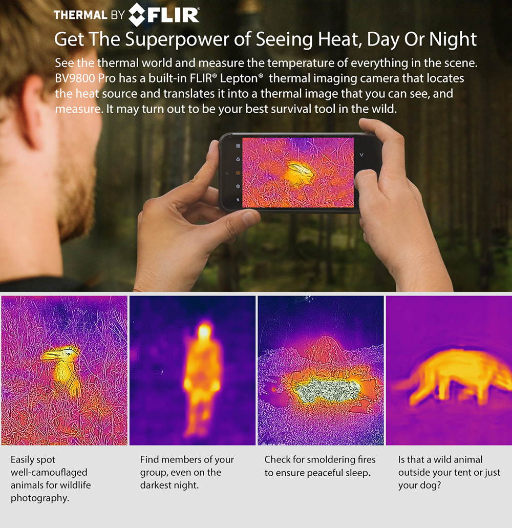 Unlocked, Blackview BV9800 Pro Rugged Cell Phone Thermal Imaging, 6GB+128GB Helio P70 Andorid 9.0 Waterproof Smartphone 48MP+16MP Cameras Wireless Charging 6.3" FHD+ 6000mAh 4G Dual SIM Phones