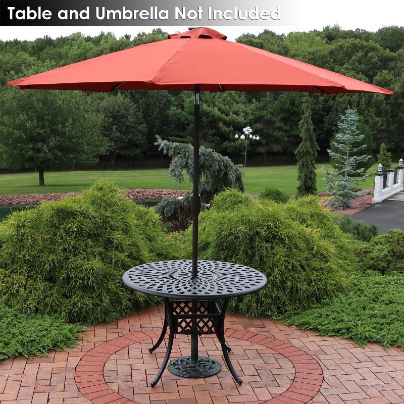 Sunnydaze Outdoor Heavy-Duty Cast Iron Decorative Rose Blossom Design Patio Yard Round Umbrella Base Stand - 16" - Green