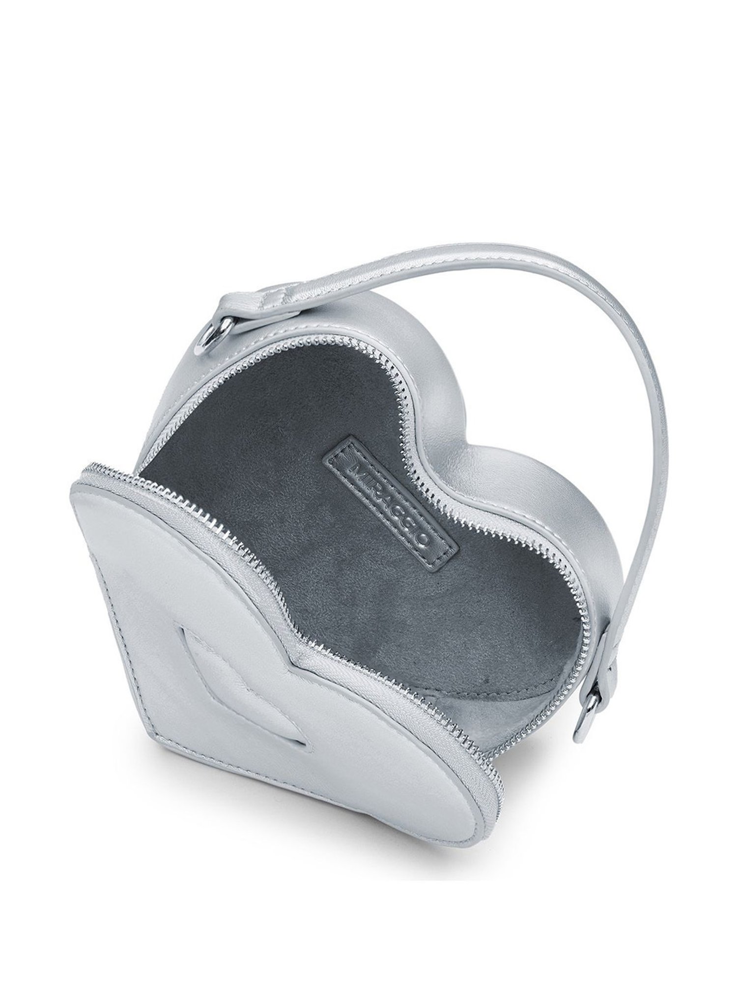 Miraggio Sweet-Heart Silver Faux Leather Solid Sling Handbag