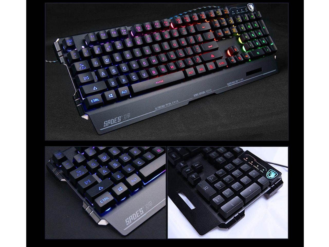 SADES Anivia K8 Gaming Keyboards Blademail Wired USB Keyboards for Pc/Mac gamers, 19 non-conflict keys, 7 colors Backlit, Metal Material