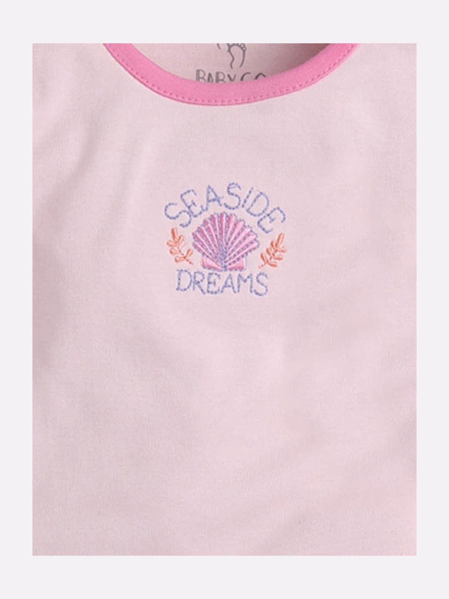 Baby Go Girls Pink Embroidered Top with Pyjamas