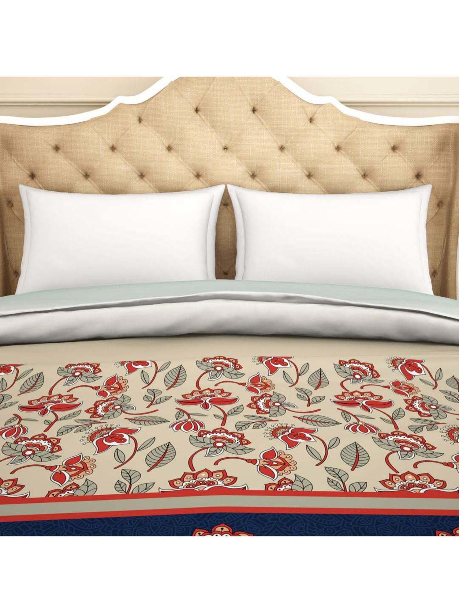 Spaces Atrium Plus Navy & Beige Cotton 210 TC Quit - Set of 1