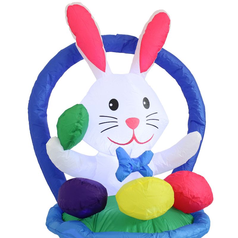 Northlight Easter 4' Inflatable Prelit Bunny Driving an Egg Car Outdoor Decoration - White/Pink