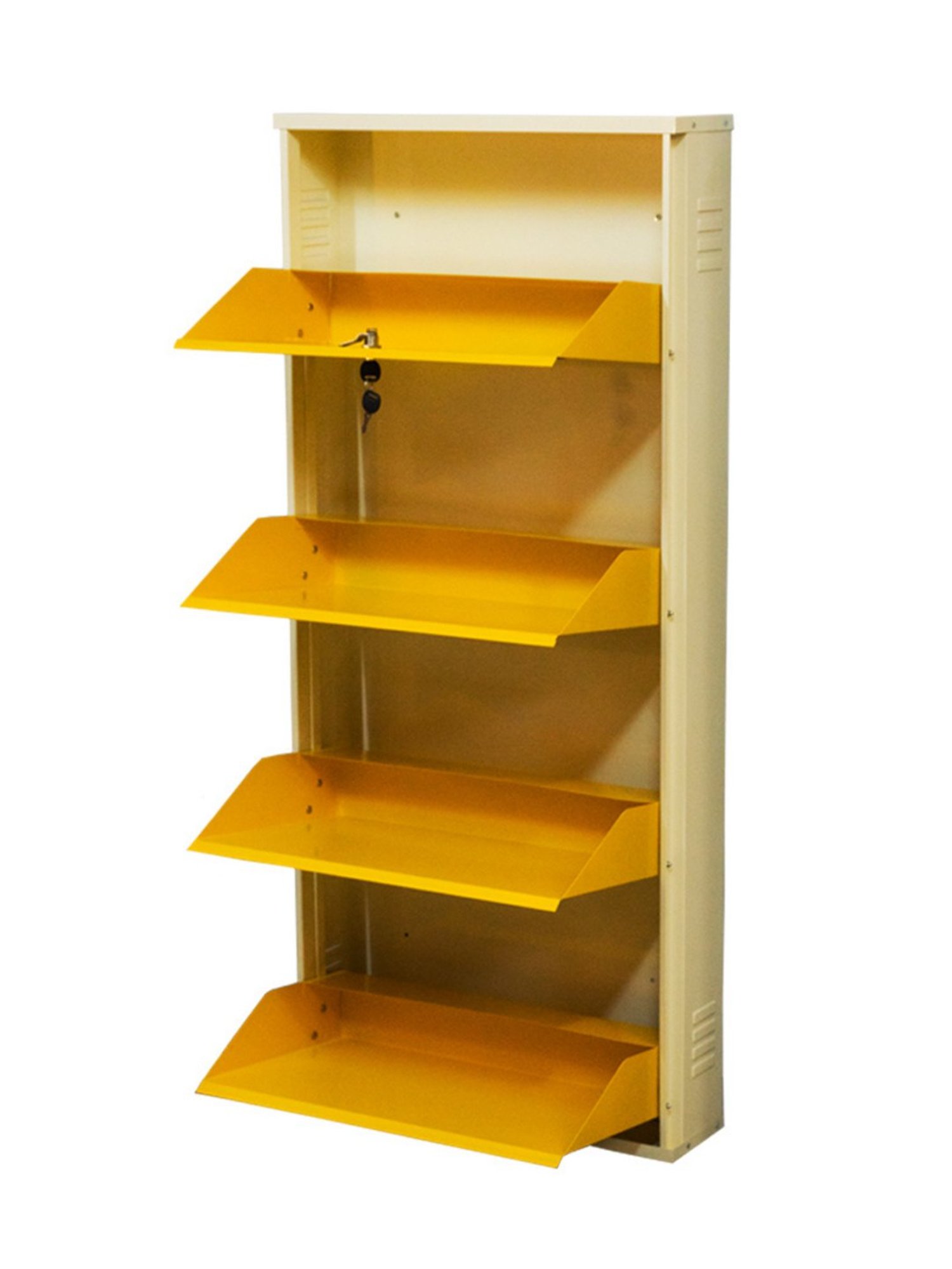 Delite Kom Metal Shoe Rack - 24" 3 Shelf, Ivory Green, PowderCoat, Wall Mount, DIY