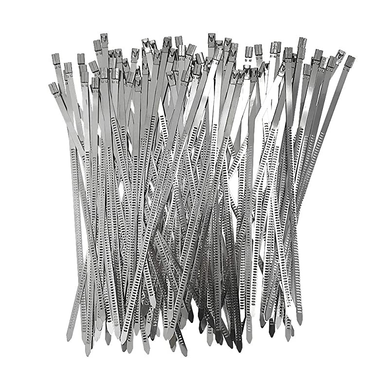 Heavy Duty 304 Stainless Steel Cable Ties Wrap Coated Self Locking Metal Zip Ties (Stainless Steel, 3.94 inch)