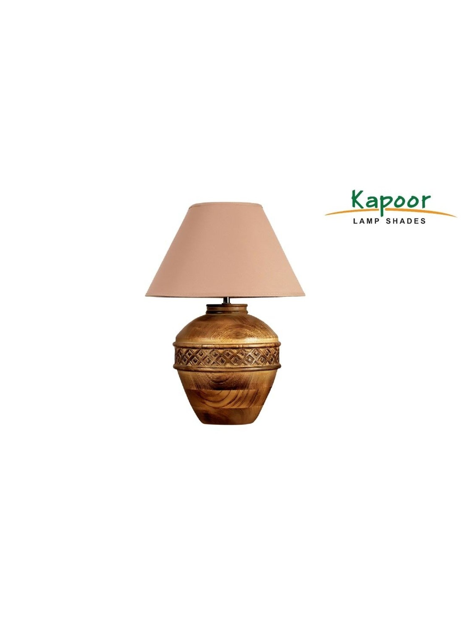 Kapoor Lamp Shades Brown & Pink Wood Cromwell Large Carved Table Lamp