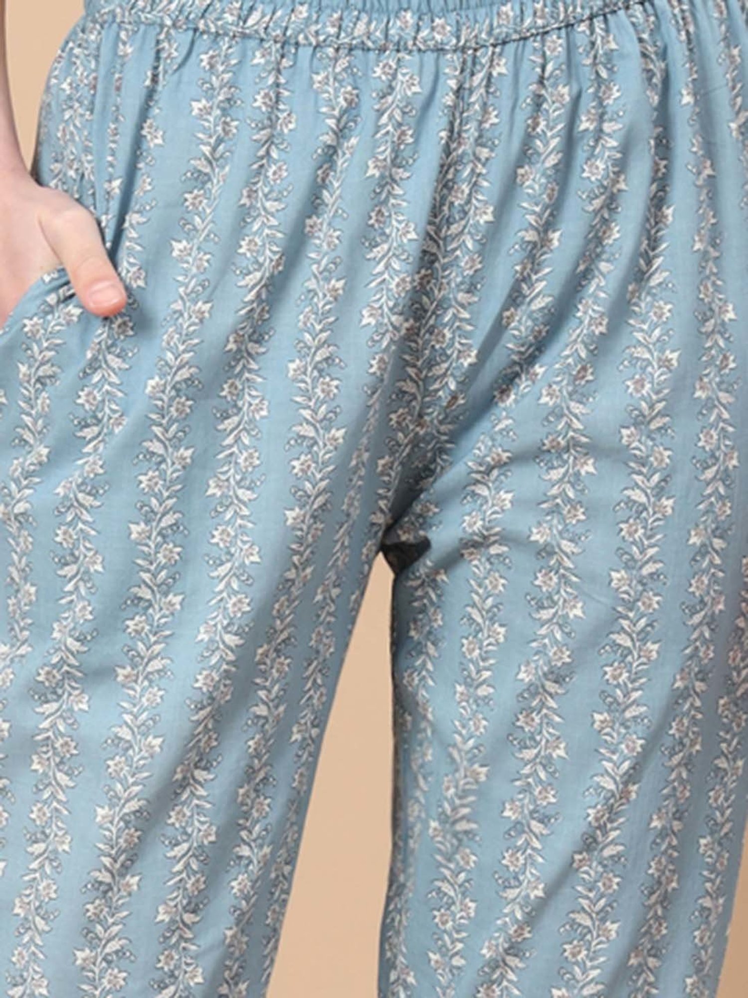 Yufta Blue Embroidered Kurta With Pant & Dupatta