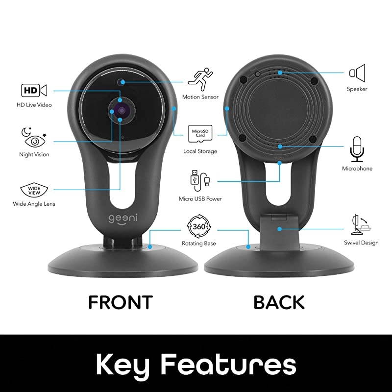 Aware 720p Smart Camera &ndash; Indoor Home Security Camera &ndash; No Hub Required &ndash; Motion Detection Camera &ndash; Smart Camera Works with  Alexa and Google Home, Requires 2.4 GHz Wi-Fi