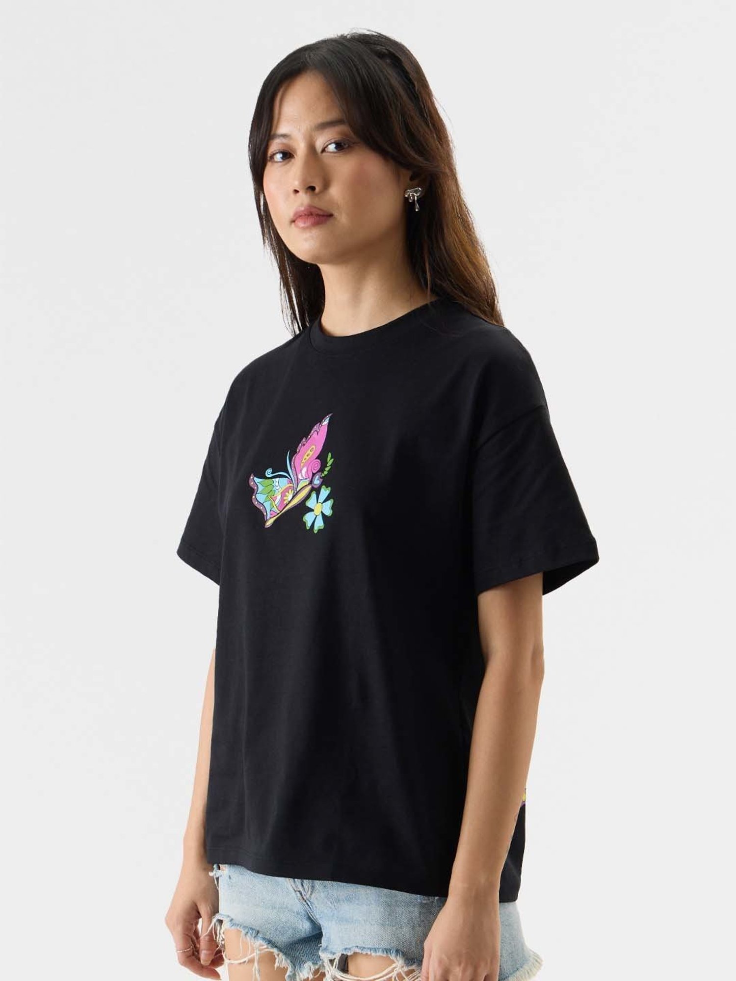 The Souled Store Black Cotton Printed T-Shirt