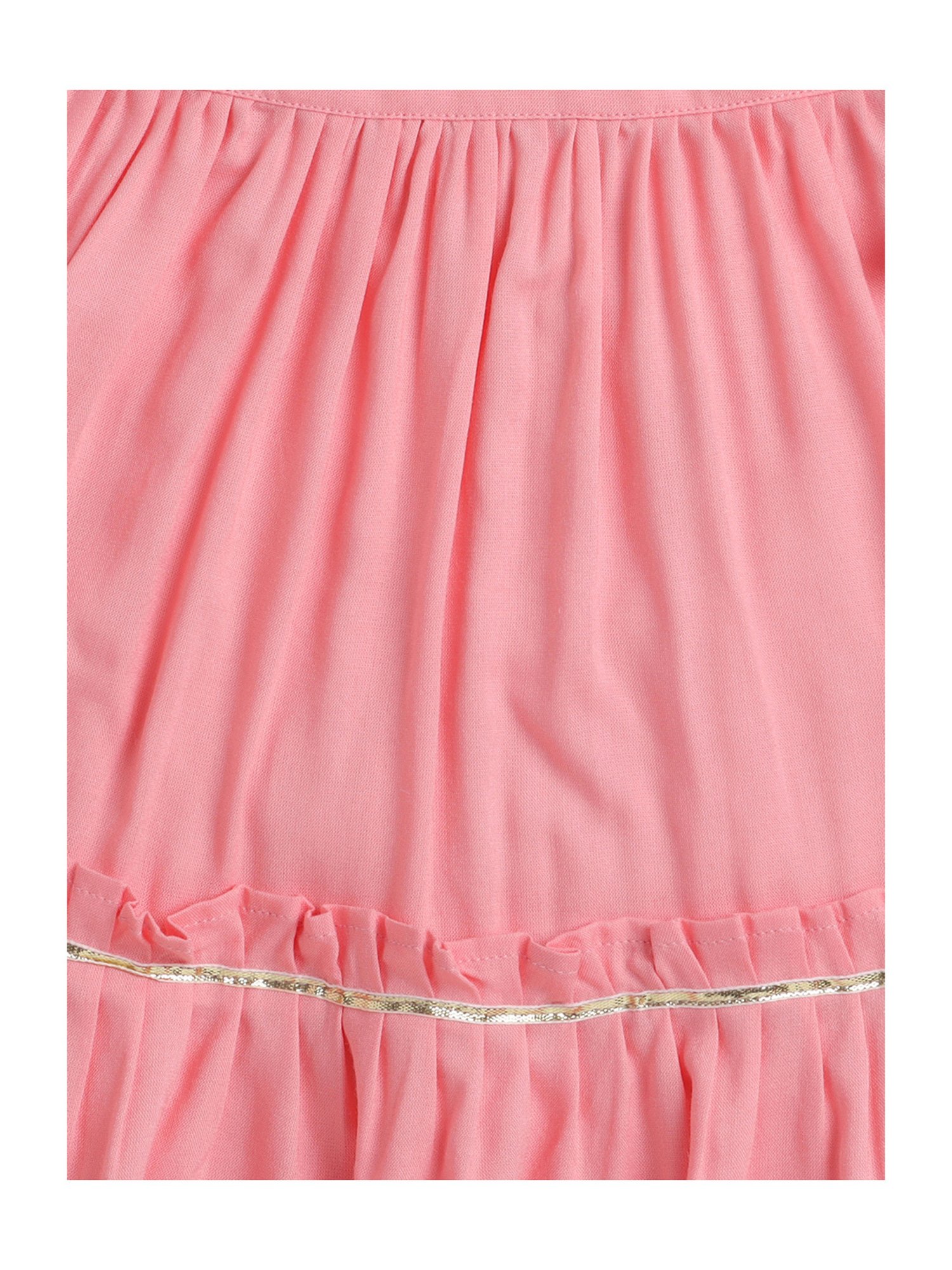 Many Frocks Kids Peach Solid Lehenga, Choli with Dupatta